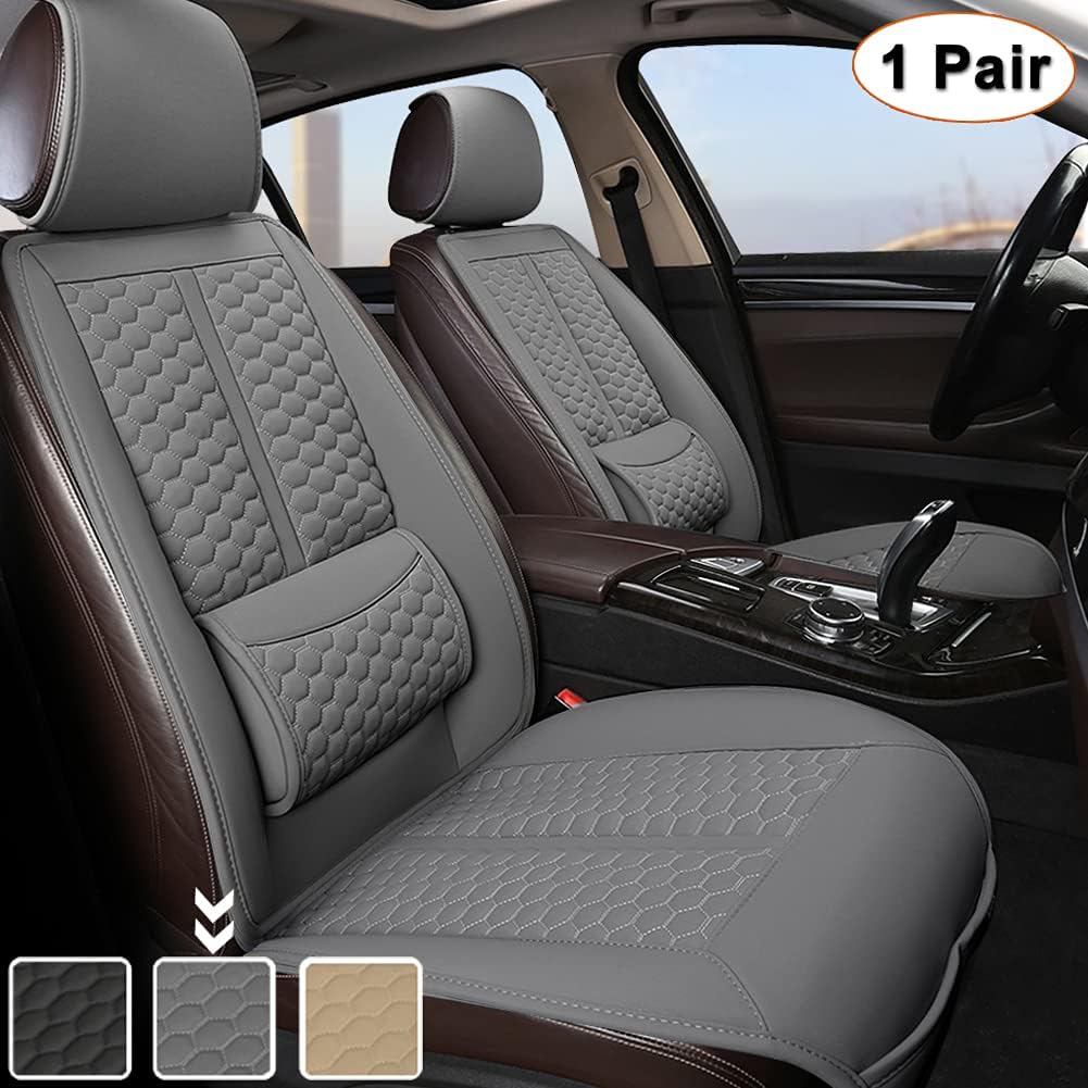 Black Car Seat Covers, 1 Pair Universal Sideless Seat Protectors with Lumbar Support and Headrest Cover, Pack of 2 L34086