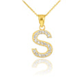14K Diamond Initial Pendant Necklace with 18" Chain E8721