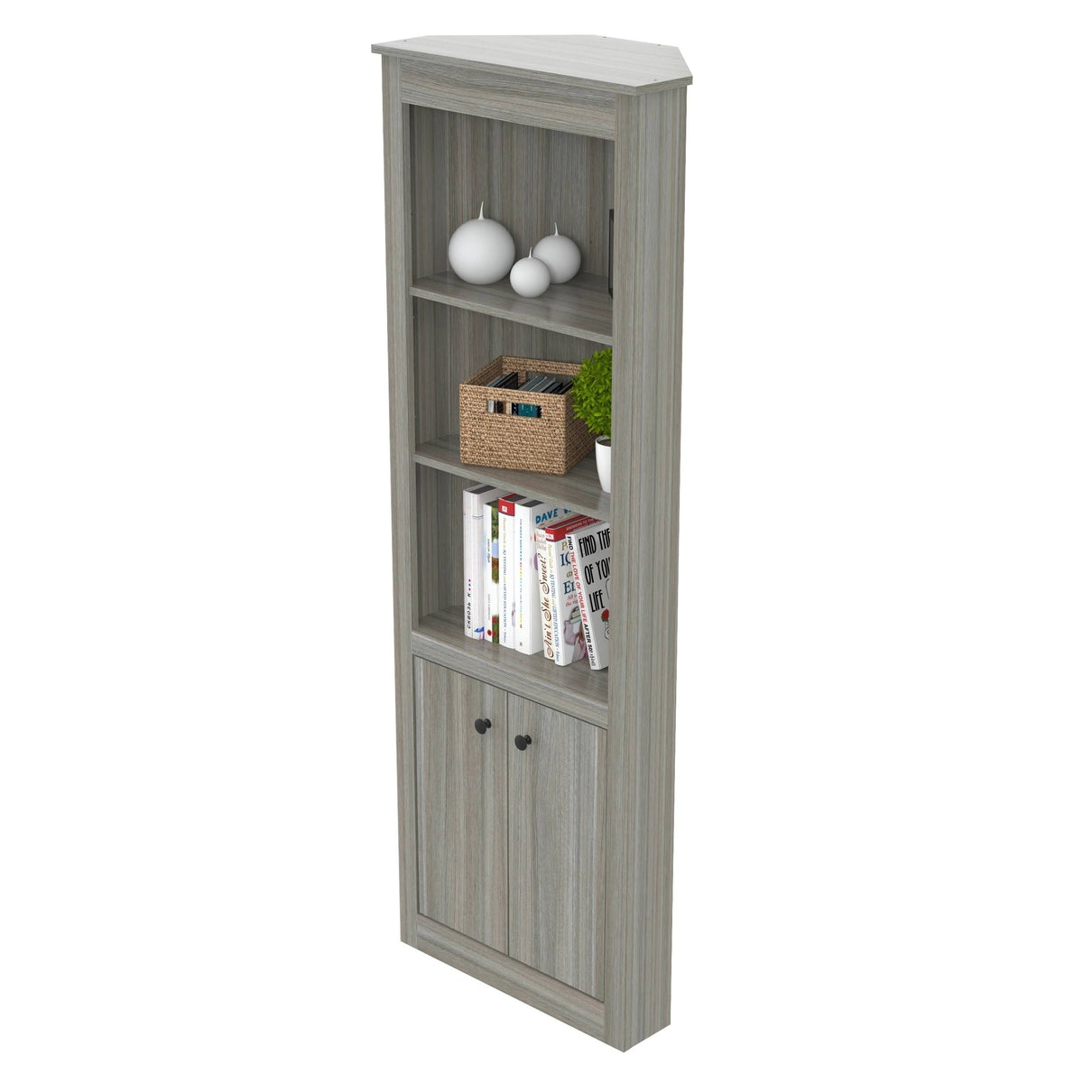 Smoked Oak Corner Bookcase I10748