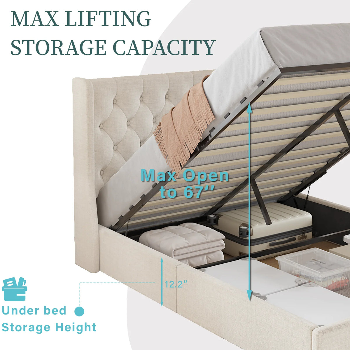 Queen Size Lift Up Storage Bed Frame G981