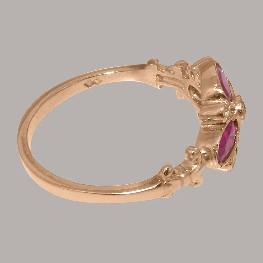 9k Rose Gold Ring with Natural Diamond & Ruby D997603