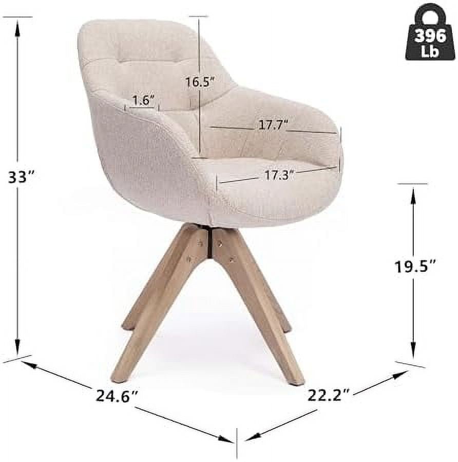 Mid Century Modern Swivel Fabric Accent Chair with Oak Wood Legs W5786