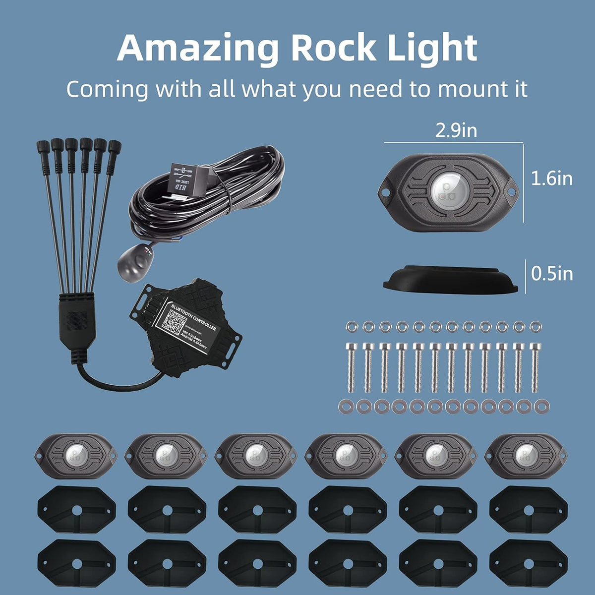 18 LEDs Multicolor Waterproof Aluminum Underglow Light Kit Pack of 2 I39950