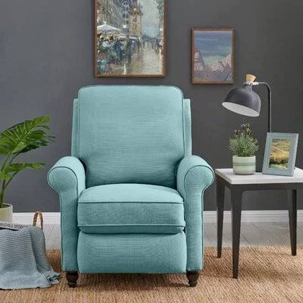 Sky Blue Polyester Manual Standard Recliner G8036