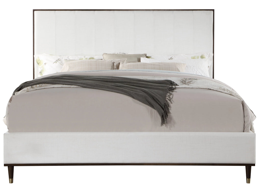 Light Gray and White and Brown Wooden Bed M9204