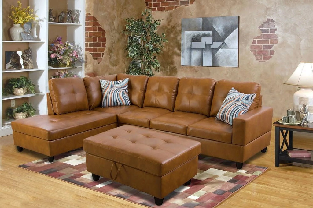 Faux Leather Left Hand Facing Sectional Sofa Set G287