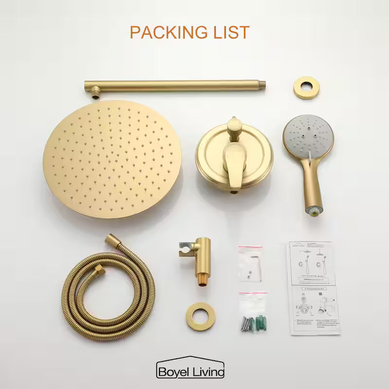 Wall Mount Dual Shower Heads with Valve in Brushed Gold J688231