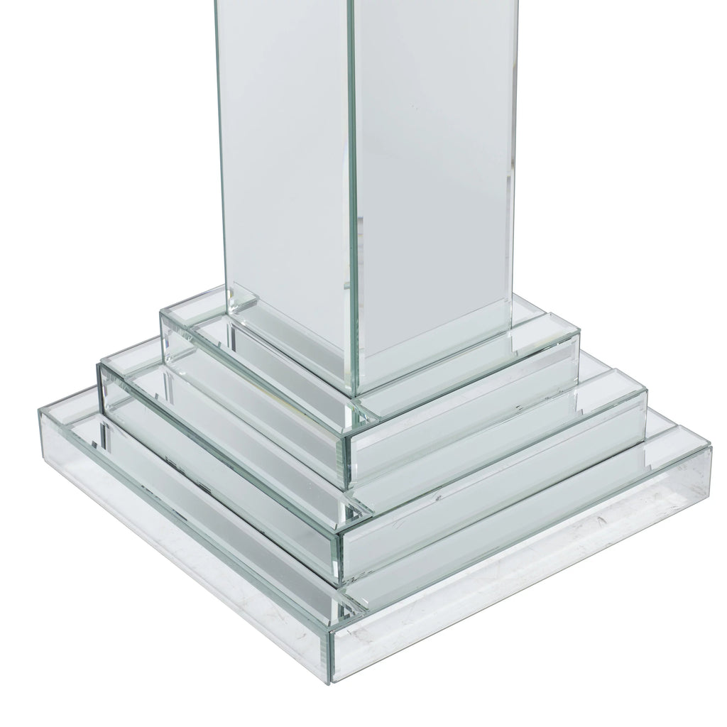 12" x 36" Silver Glass Mirrored Pedestal Table X9327
