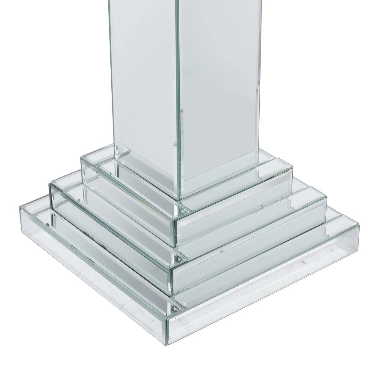 12" x 36" Silver Glass Mirrored Pedestal Table X9327