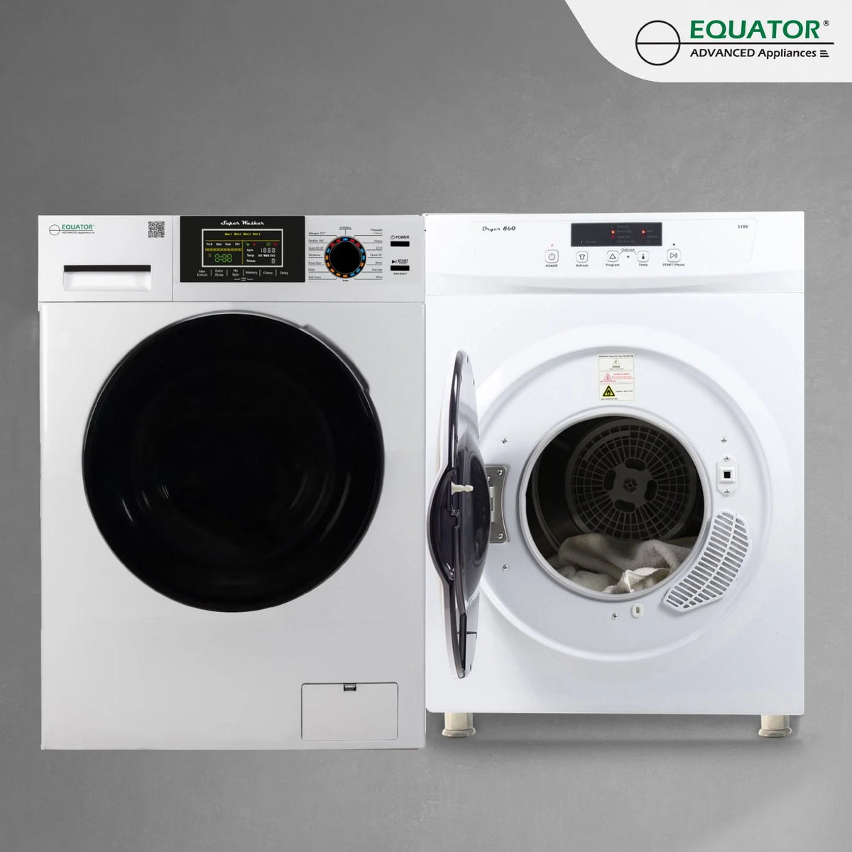 110V 18lbs Washer and 3.5cf Vented Sensor Dryer C1583