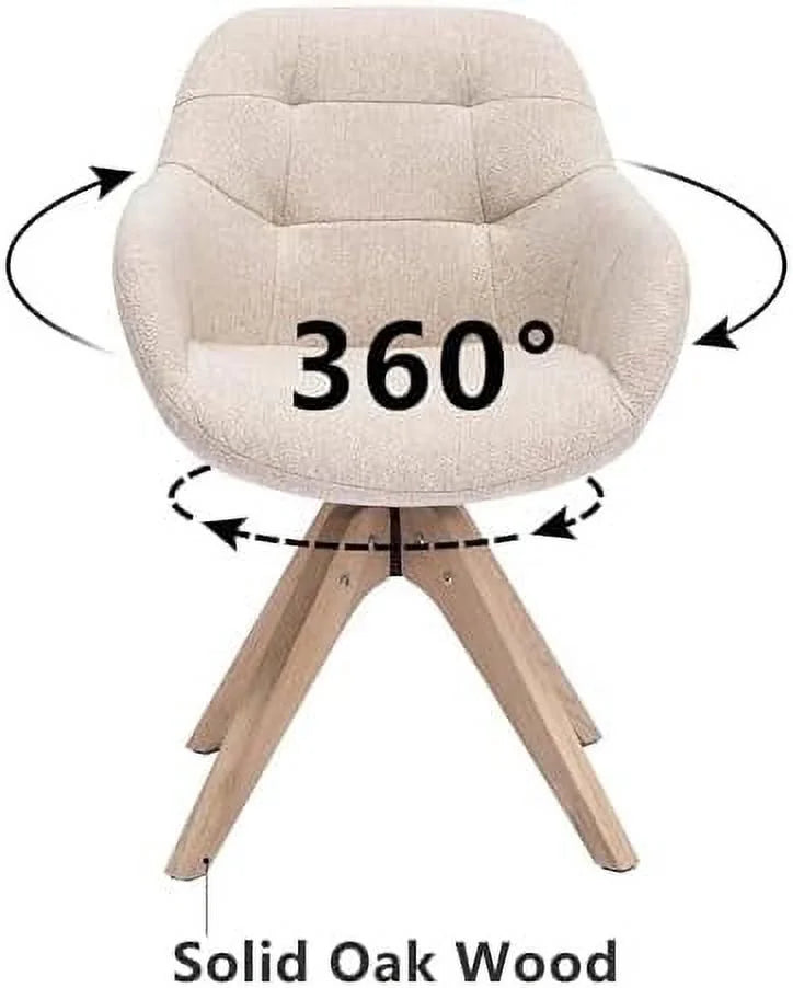 Mid Century Modern Swivel Fabric Accent Chair with Oak Wood Legs W5786