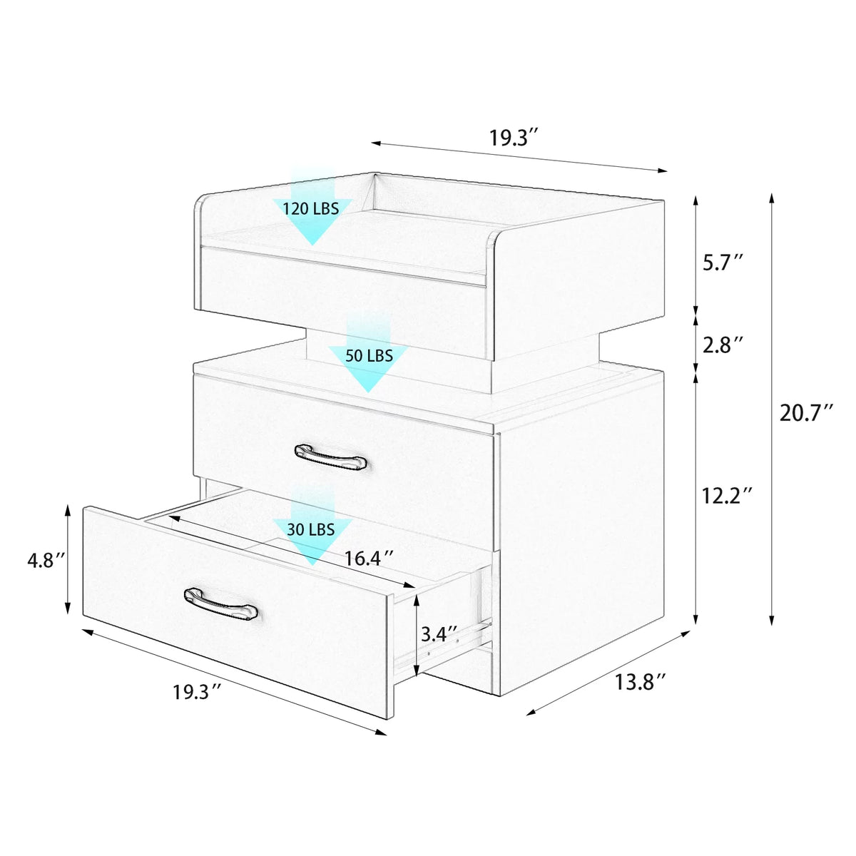 Black Wood Nightstand with Charging Station and 2 Drawers N75616