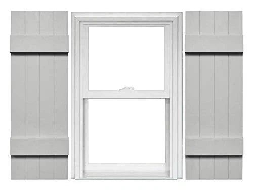 4 Board and Batten Joined Vinyl Shutters (1 Pair) - 14 x 39 Paintable V6135