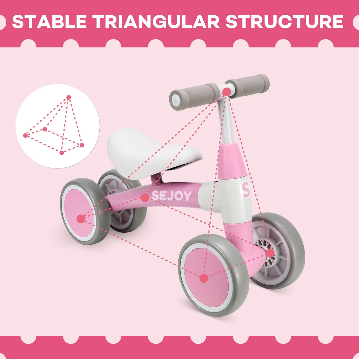 Baby Balance Bike 4 Wheels Walker I77448