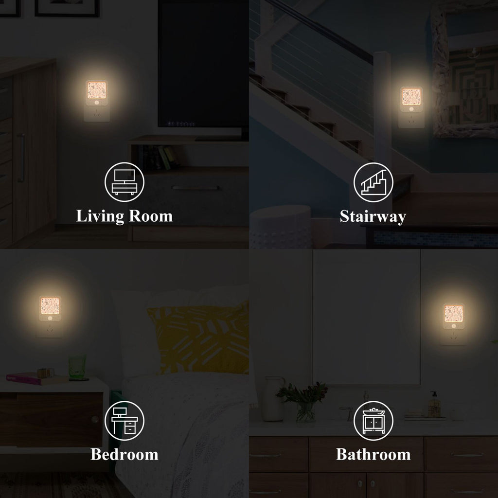 2 Pack LED Motion Sensor Night Light Plug into Wall R3769