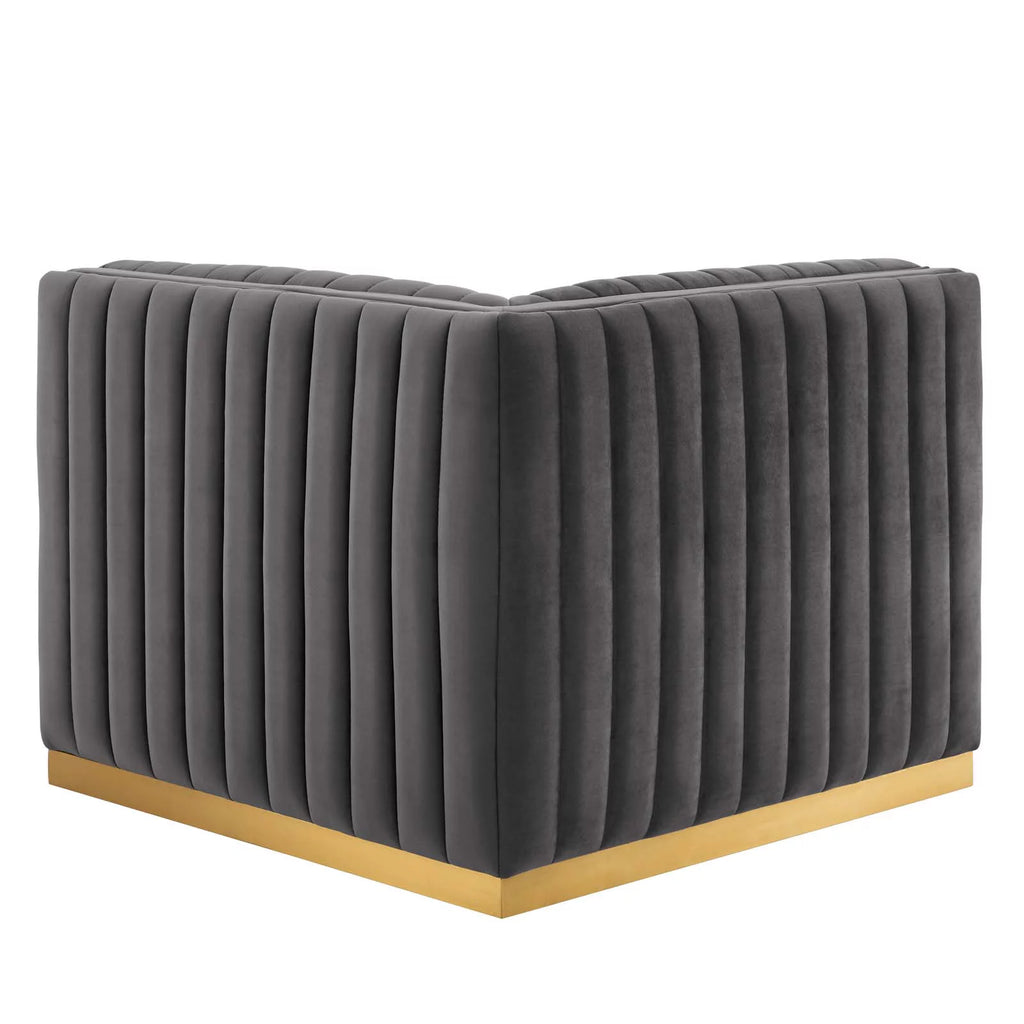 Gold Gray Performance Velvet Left Corner Chair D8065