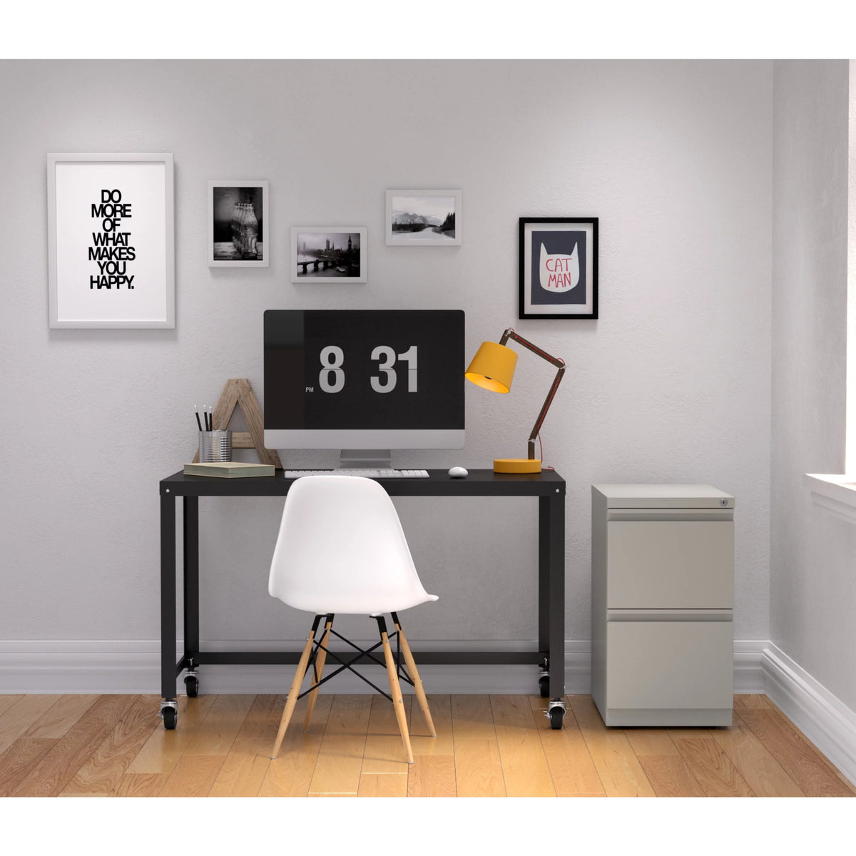 23" Deep 2 Drawer Letter Width Gray Mobile Pedestal File Cabinet Q279