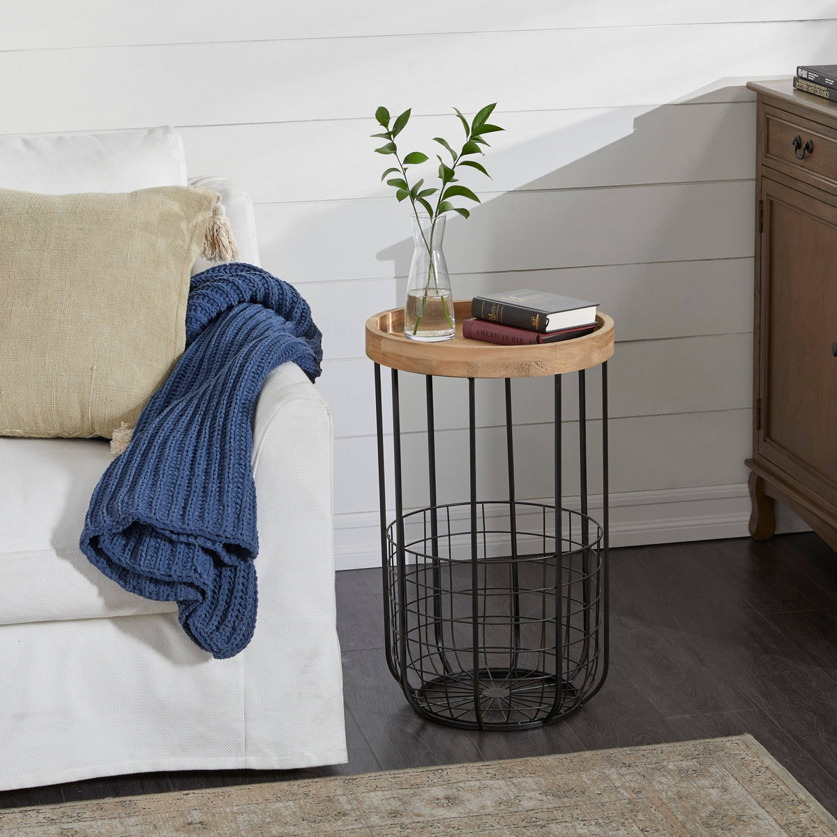 Black Metal Industrial Accent Table T8108