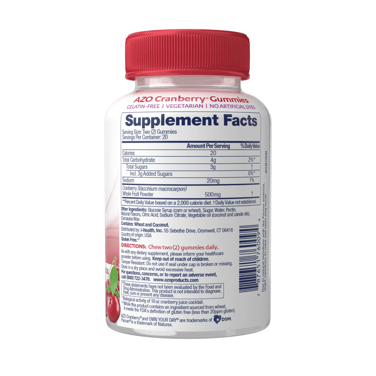 Cranberry Urinary Tract Health Gummies Dietary Supplement, Mixed Berry, 40 Gummies F431