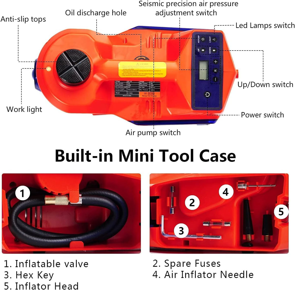 Electric Hydraulic 5 Ton Car Floor Jack with Impact Wrench R493038