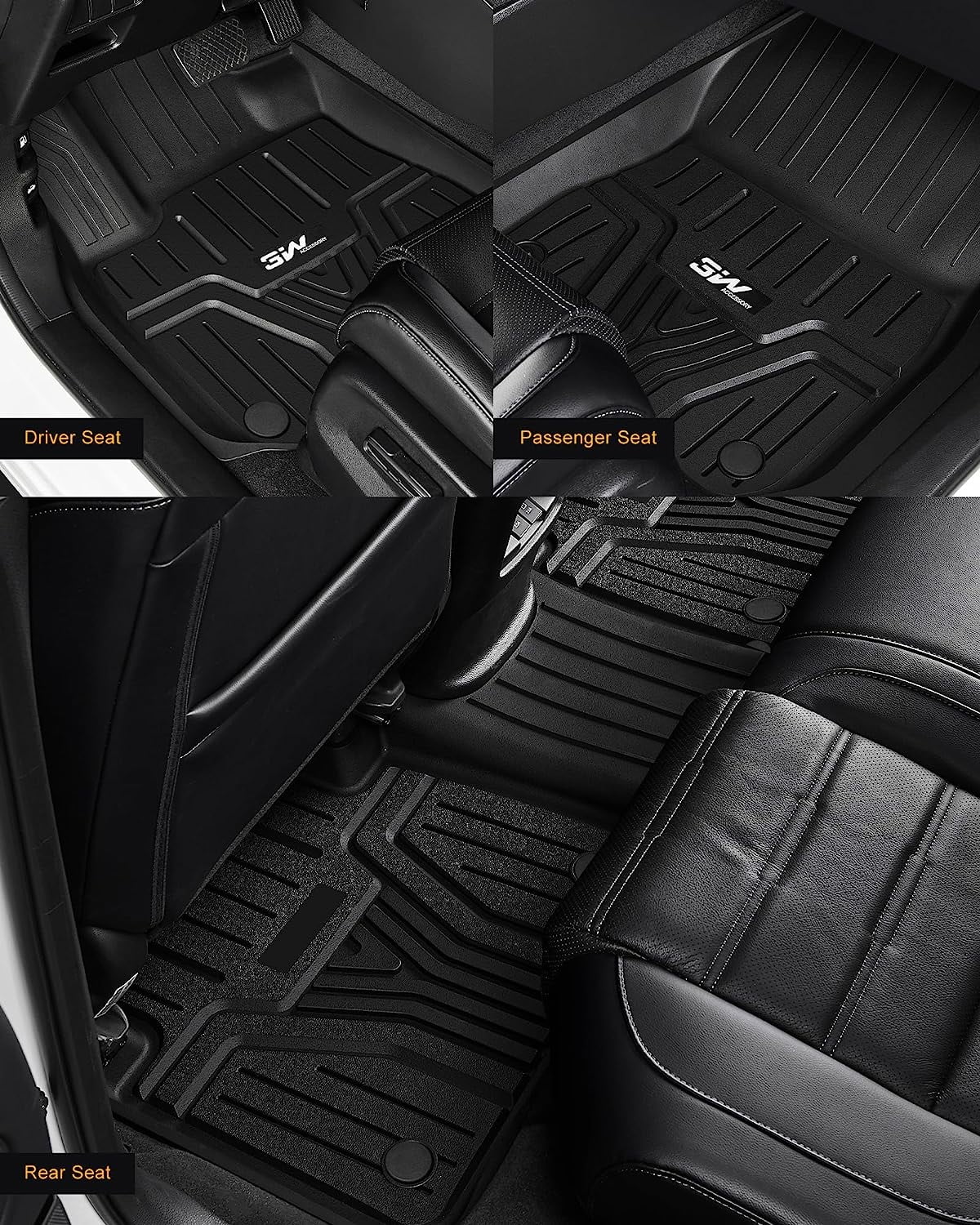 Black TPE All Weather Floor Mats and Cargo Liner M3889