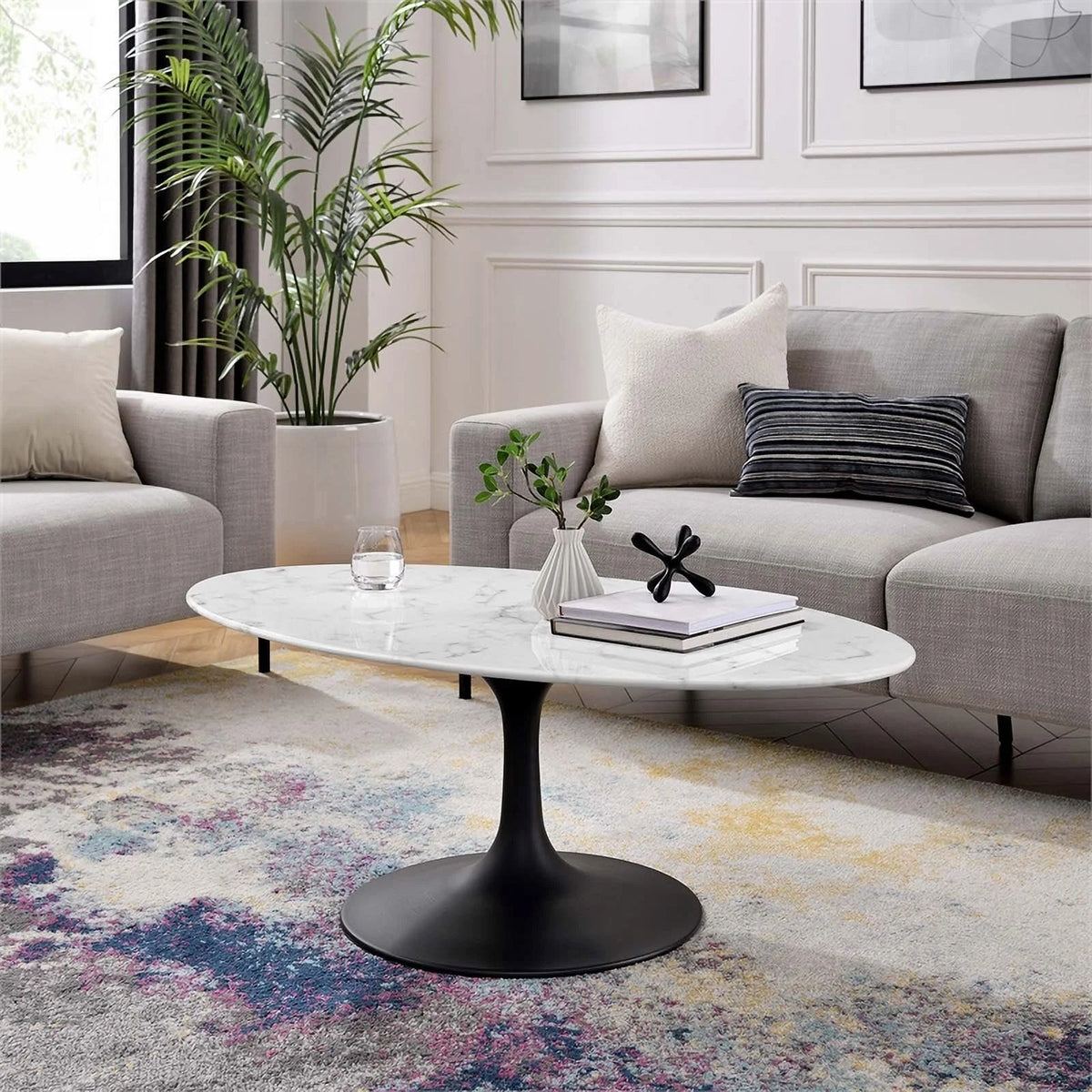 48" Oval Top Metal Coffee Table Y60956