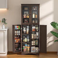64" Kitchen Pantry Cabinet with Glass Doors and Adjustable Shelves M8983
