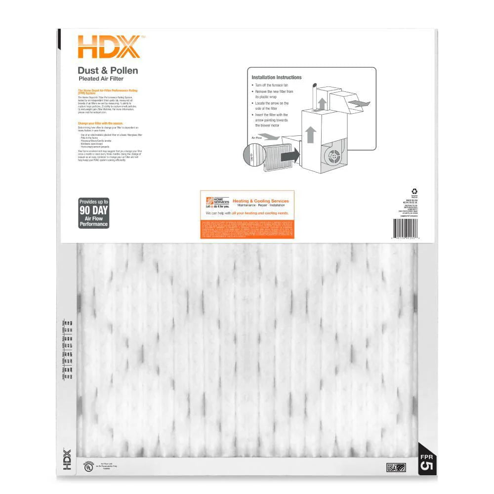 16 X 20 X 1 Pleated Air Filter 3-Pack K728559