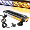 Amber 30 LEDs Safety Strobe Light Bar with Magnetic Base, Yellow, 12-24V/30W, Pack of 2 I6598