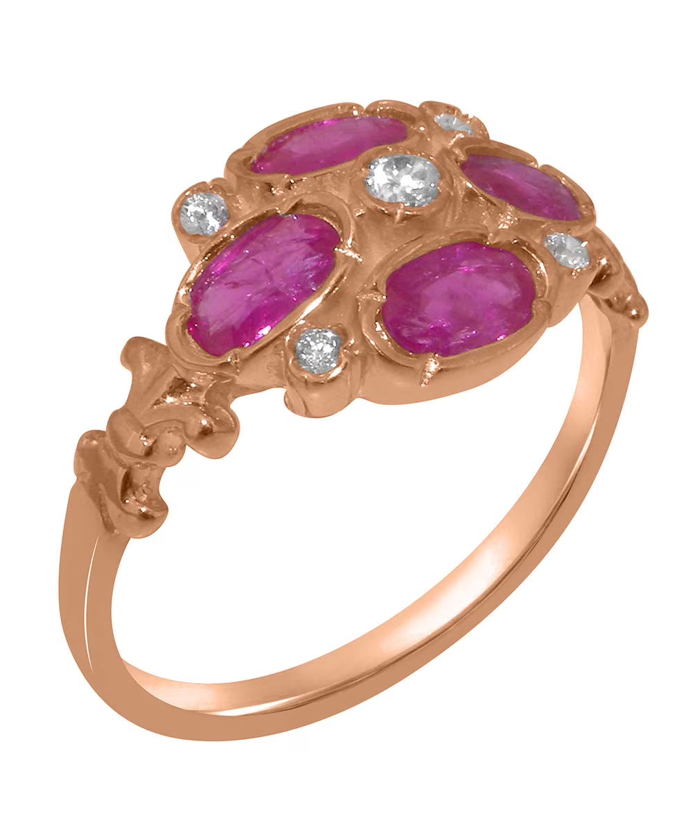 9k Rose Gold Ring with Natural Diamond & Ruby D997603