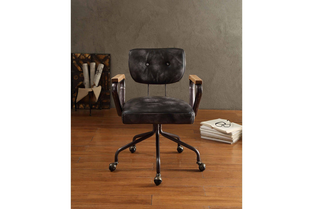 Vintage Black Leather Executive Office Chair Q52273