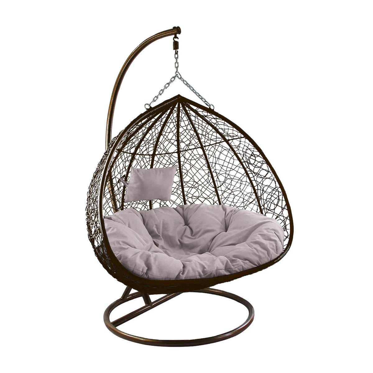Outdoor Wicker Tear Drop Swing Lounge Chair with Gray Cushion Mat B8188