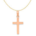 10K Rose Gold Polished Cross Pendant with 14K Yellow Gold Rope Chain 18" N97537