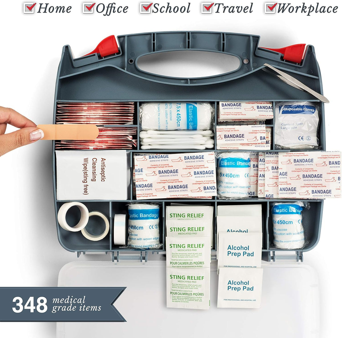 2-in-1 Hardcase First Aid Kit (348 Piece) + Bonus Mini Kit (32 Piece) C799832