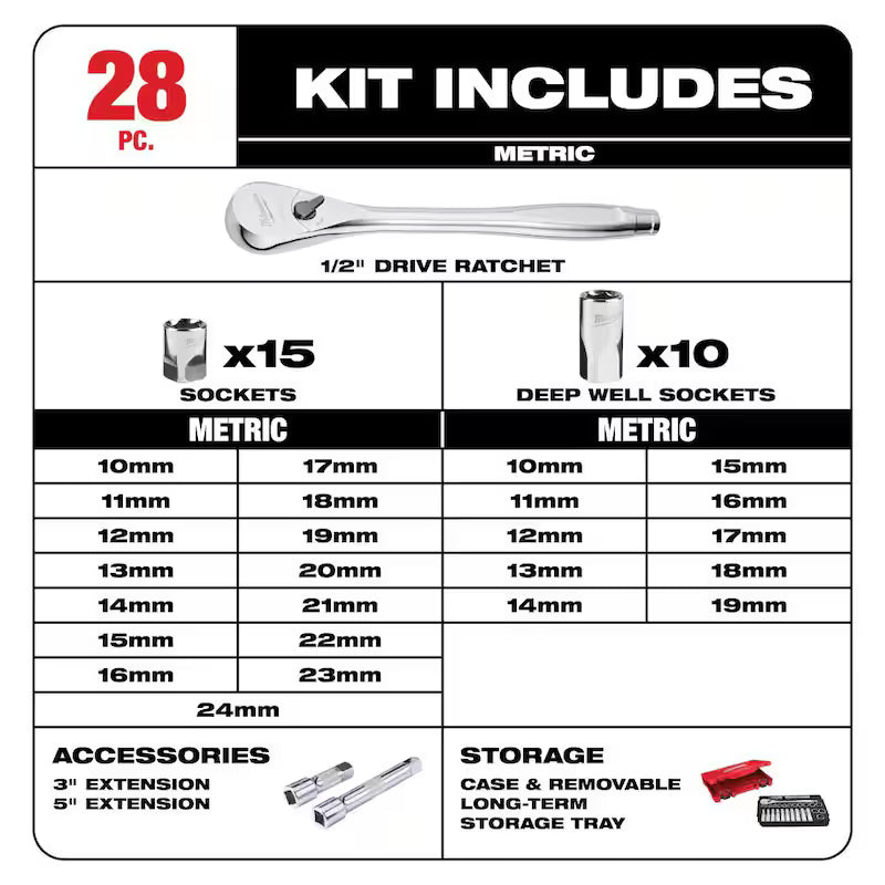 1/2 in. Drive SAE/Metric Ratchet and Socket Tool Set 50-Piece I615926