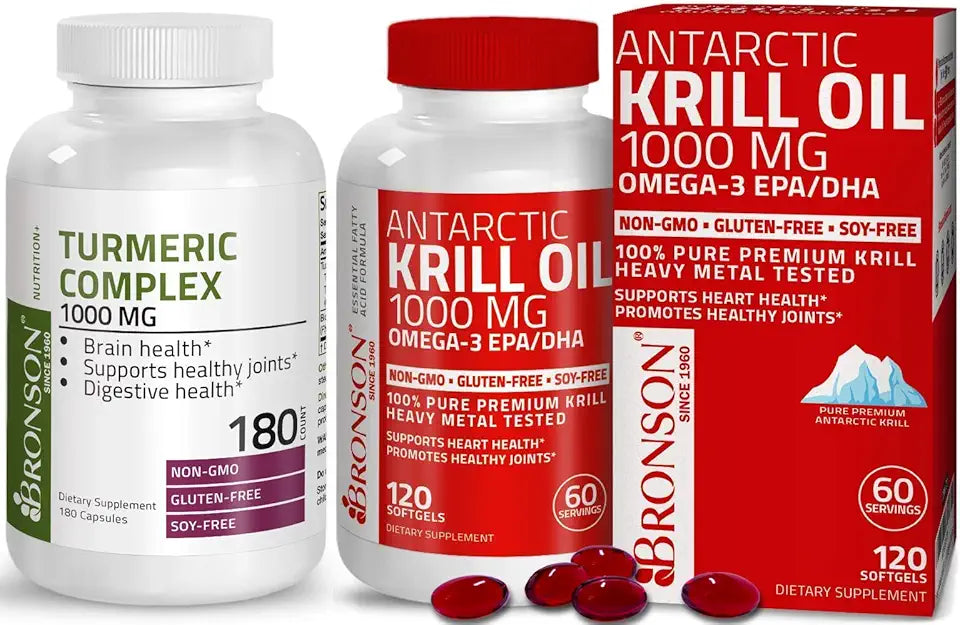 Turmeric Curcumin with BioPerine and Krill Oil 1000 mg Omega-3s Q4920