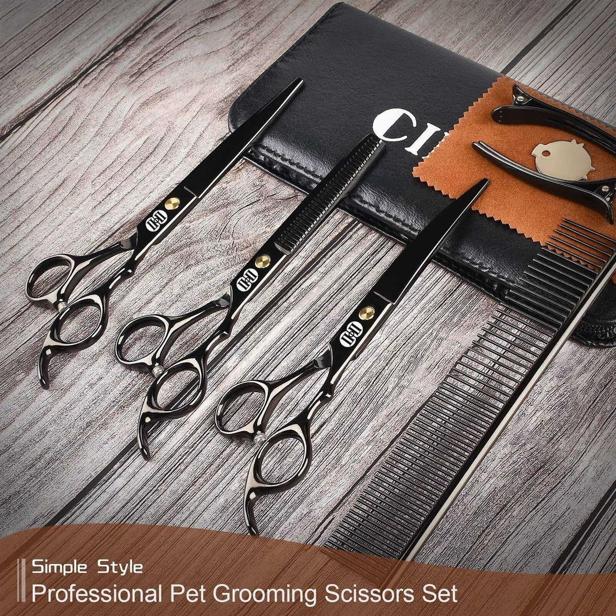 7 Inch Dog Grooming Scissors Kit with Curved Scissors N1477