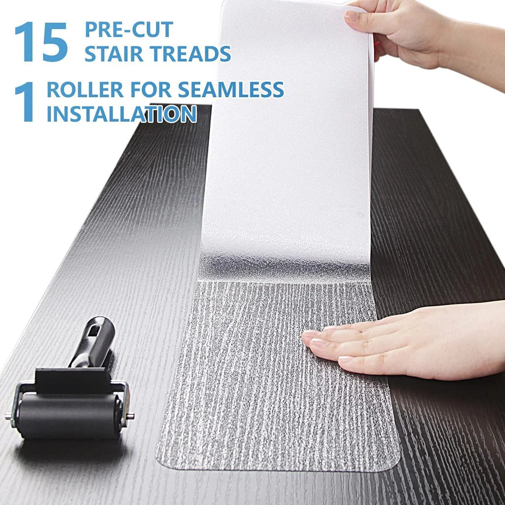 15-Pack Pre-Cut PEVA Transparent Non Slip Stair Treads Z925