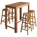 Solid Acacia Wood Bar Table and Stool Set 5 Pieces F8380