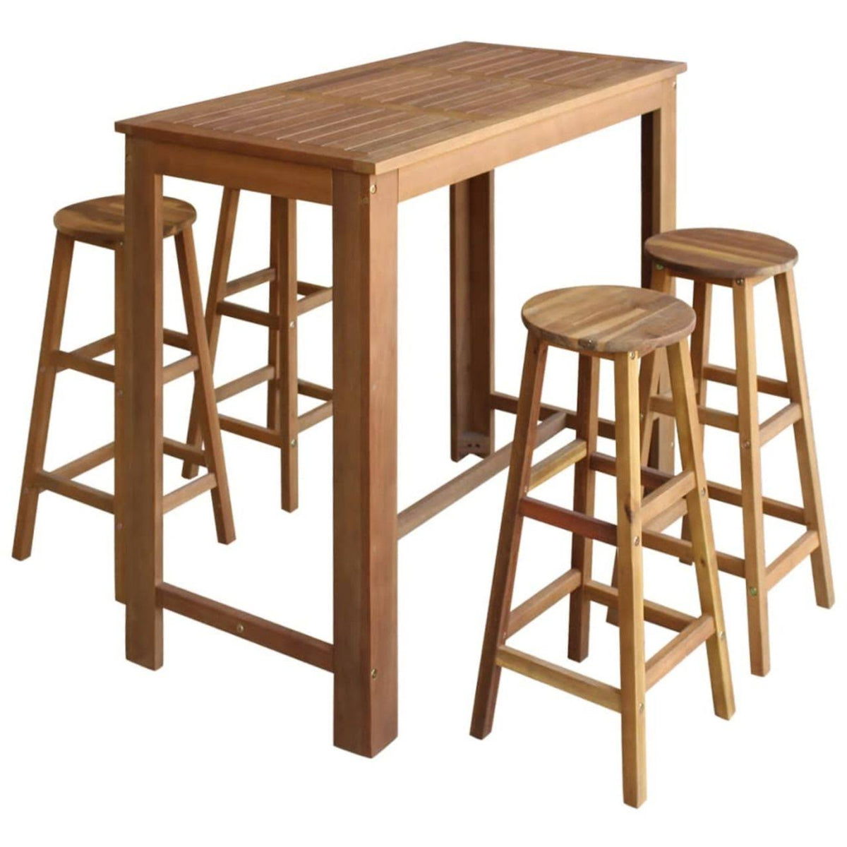 Solid Acacia Wood Bar Table and Stool Set 5 Pieces F8380