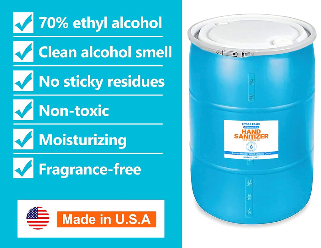 Hydra Pearl Hand Sanitizer Gel - 70% Alcohol - Unscented - 50 Gallon (189 L) With Drum Pump M985