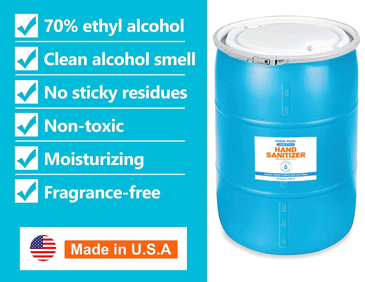 Hydra Pearl Hand Sanitizer Gel - 70% Alcohol - Unscented - 50 Gallon (189 L) With Drum Pump M985