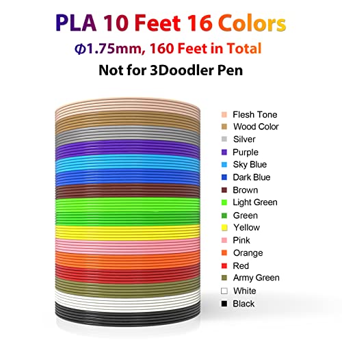 16-Color 320ft PLA 3D Pen Filament Refills 1.75mm M273126
