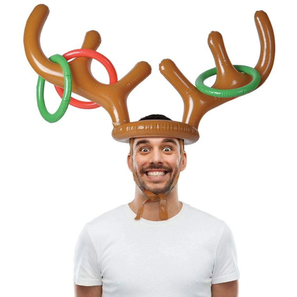 Reindeer Ring Toss Inflatable Antlers Game Xmas Props Toy V76697