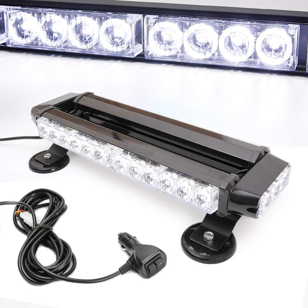 Amber 30 LEDs Safety Strobe Light Bar with Magnetic Base, Yellow, 12-24V/30W, Pack of 2 I6598