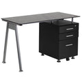 Black 3 Drawer Glass Top Desk M360