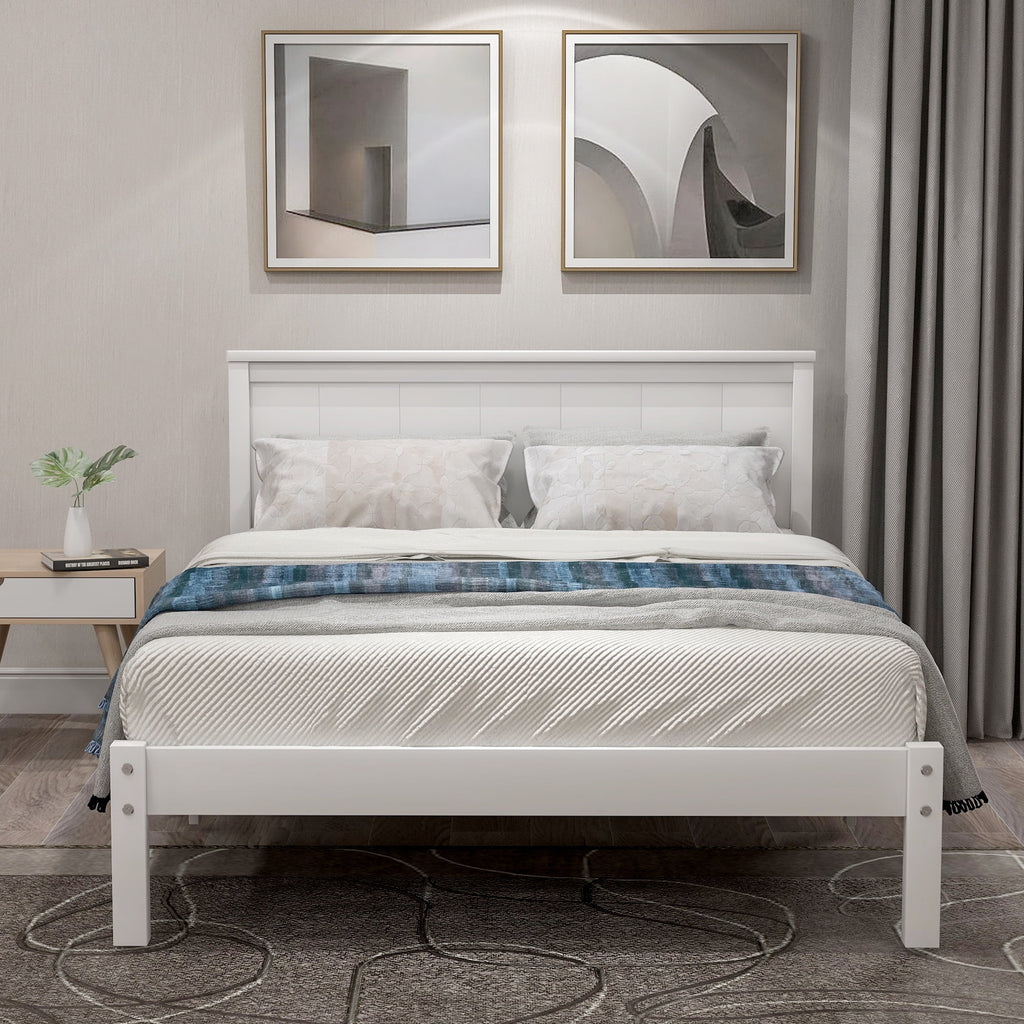 Twin Size Wood Platform Bed Frame with Headboard S481