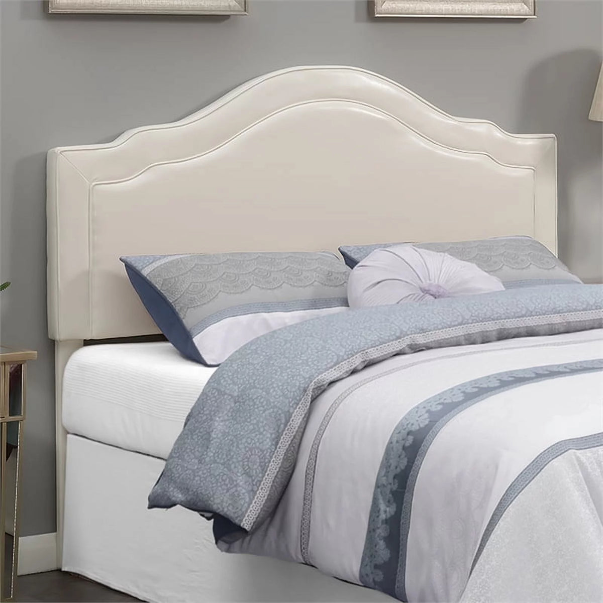 Cream Faux Leather Queen Headboard X75232