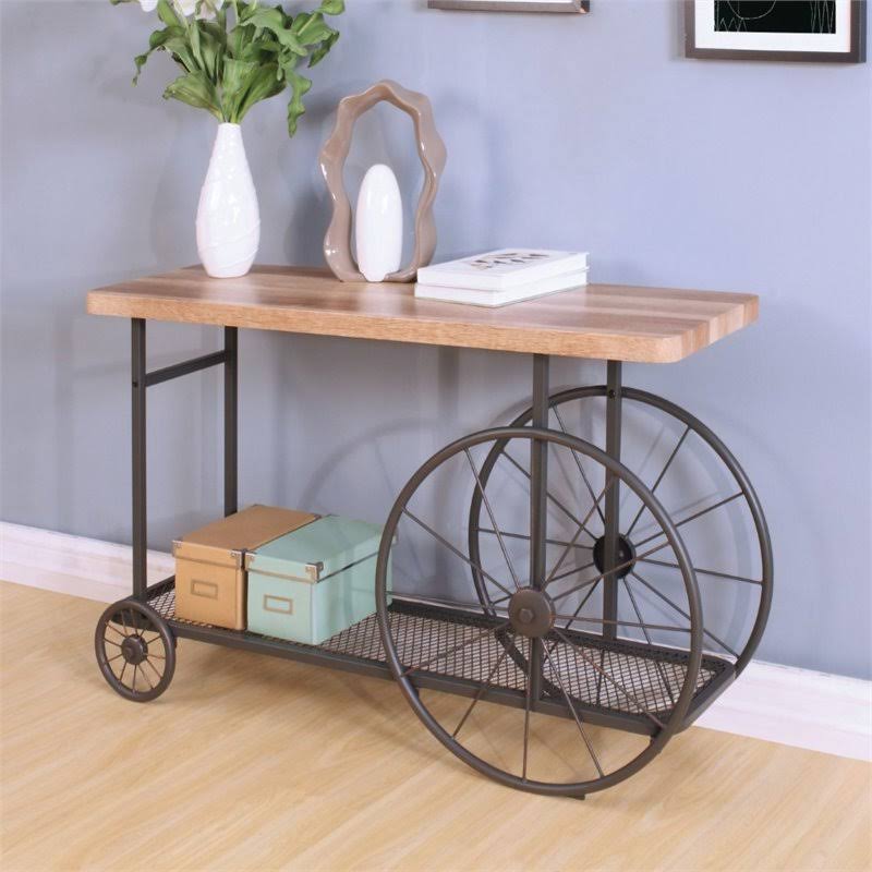 Oak and Antique Gray Console Table U264