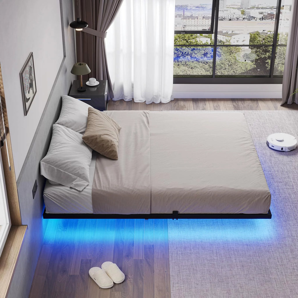 Queen Metal Platform Bed Frame with LED Lights P780